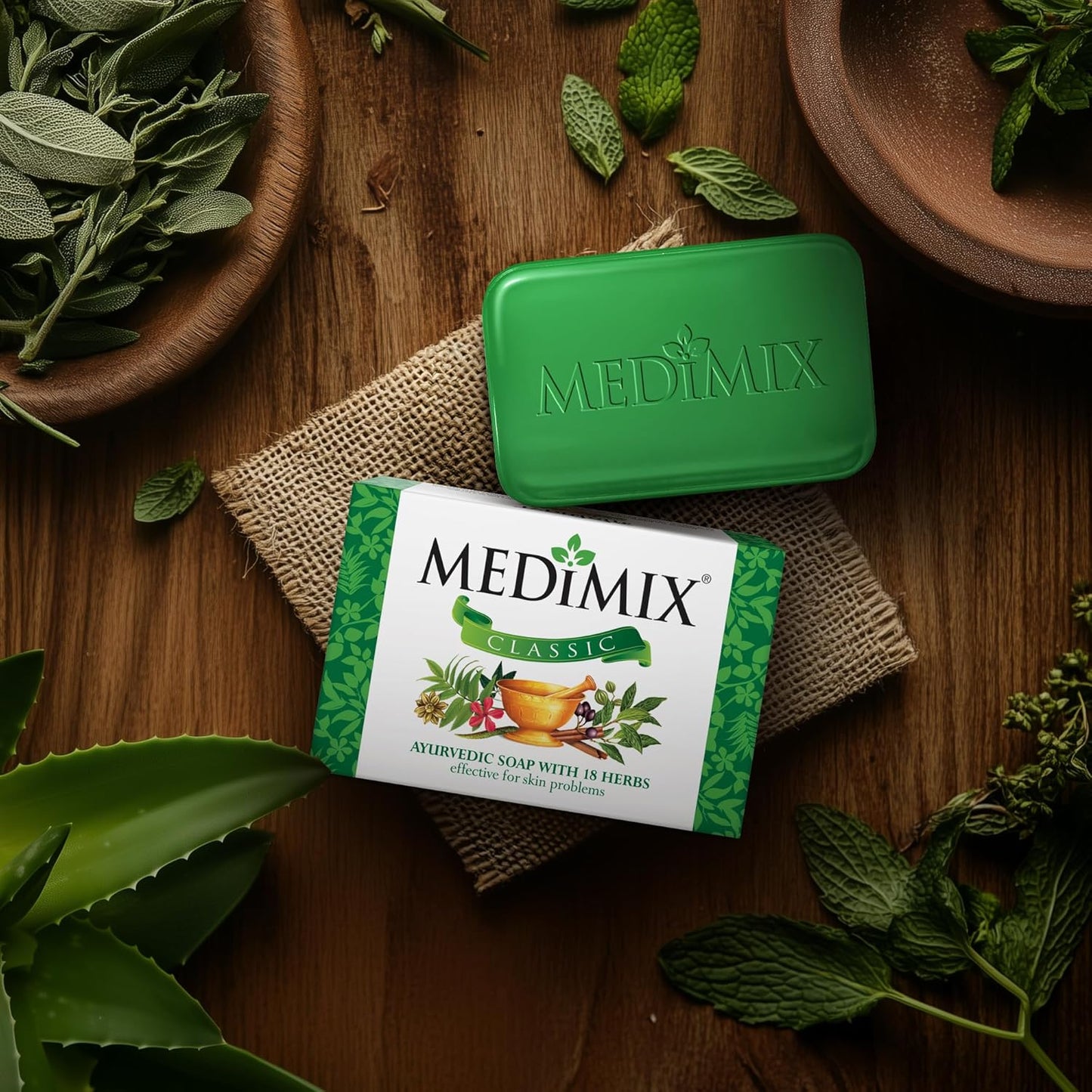 Medimix Classic Ayurvedic Traditionally Made Soap 125g (Combo Pack of 3) | Infused with 18 Herbs | Effective for Skin Problems