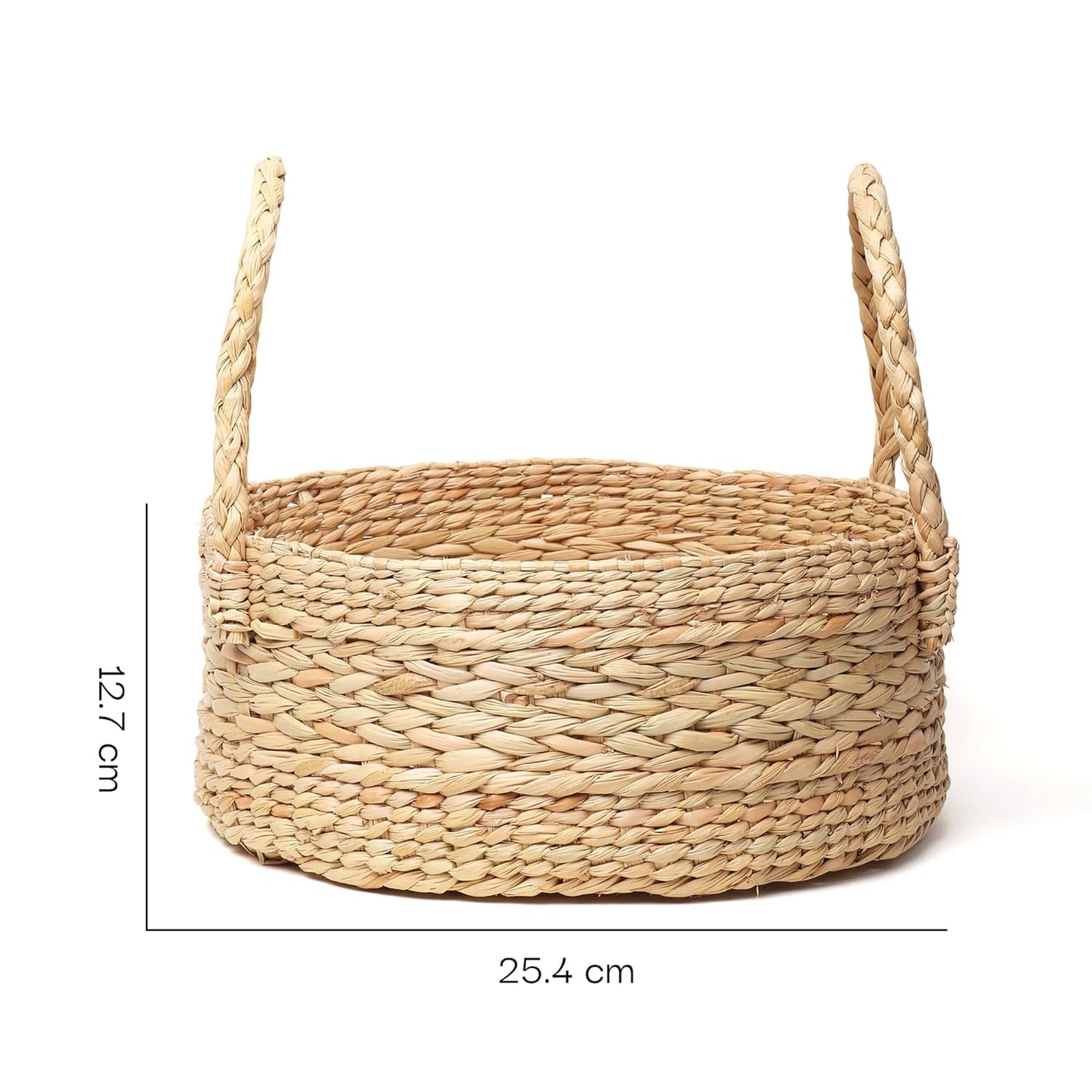 UdrCrafts® All the Cultures Fabricating India Wicker Round Baskets | Bamboo cane Storage Basket | Cane Gift Hamper | Wardrobe Basket | Jute Storage Organizer, Round, Beige (Medium, Dia25.4 X H12.7 cm)