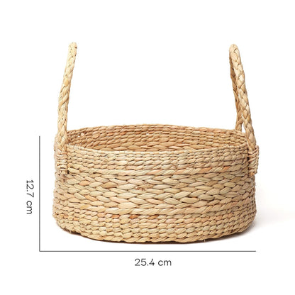 UdrCrafts® All the Cultures Fabricating India Wicker Round Baskets | Bamboo cane Storage Basket | Cane Gift Hamper | Wardrobe Basket | Jute Storage Organizer, Round, Beige (Medium, Dia25.4 X H12.7 cm)