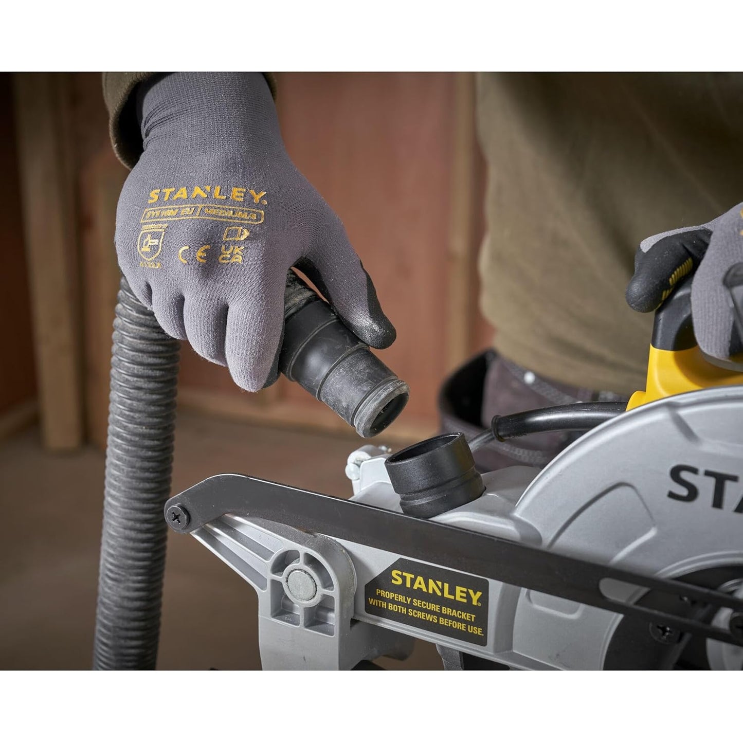 STANLEY SM16-IN 1650W 10" Compound Mitre Saw, 4800 RPM, Compact Size and Lightweight 254mm Blade Diameter+ 1 Year Warranty, (Yellow and Black)
