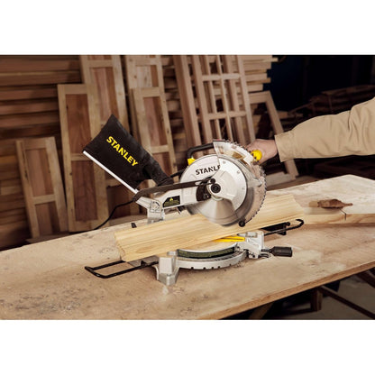STANLEY SM16-IN 1650W 10" Compound Mitre Saw, 4800 RPM, Compact Size and Lightweight 254mm Blade Diameter+ 1 Year Warranty, (Yellow and Black)