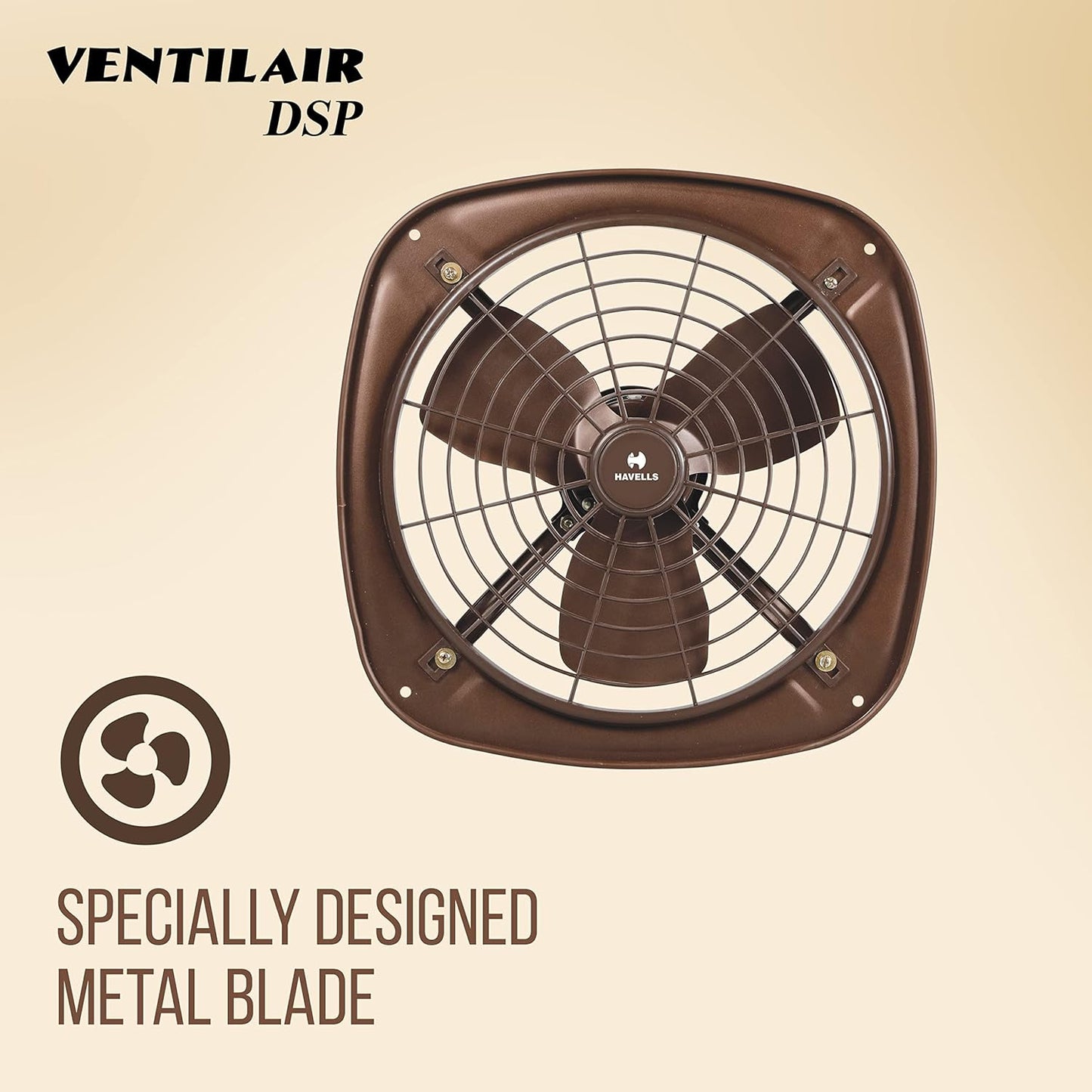 Havells Ventil Air DSP 230mm Exhaust Fan| Cut Out Size: Ø9.5| Watt: 40| RPM: 1350| Air Delivery: 510| Suitable for Kitchen, Bathroom, and Office| Warranty: 2 Years (Choco Brown) (Pack of 2)