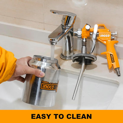 INGCO Air Spray Gun, 1000ml Capacity, 3-4 Bar Operating Pressure, 1.5mm Nozzles Stainless Steel, 200 l/min,Pneumatic Tool Suitable for Base Coat Spray Gun for Auto Paint