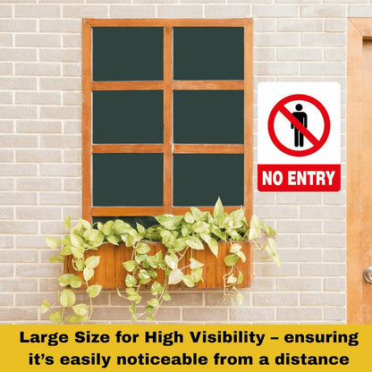 Akshar Arts Bhuwana No Entry Sign Sticker – 30x22.8 cm Large Do Not Enter Safety Decal | Waterproof & UV-Resistant Vinyl Warning Sticker for Offices, Shops, Factories, Parking & Restricted Areas – Set of 2