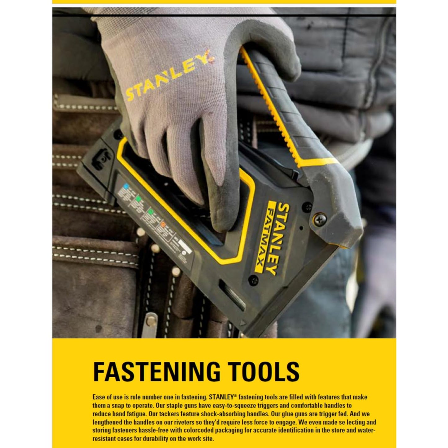 STANLEY STHT70440 2-in-1 Multi Tacker, Attachment Indication, Non-Slip Handle with Easy Squeeze Mechanism, Ideal for Type A Staples (6-10 mm) and Type J Headed Brad Pins (10 mm), Staples NOT Included