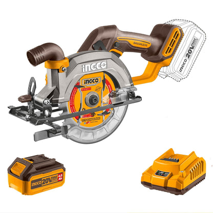 INGCO Cordless Circular Saw, With Battery & Charger, Brushless Motor, 4800 RPM, 185 MM Blade Diamater