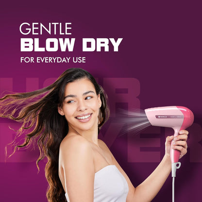 Havells 1200W Powerful Hair Dryer|Overheat Protection|2 Heat Settings (Hot/Warm)|Heat Balance Technology|Premium Pink|Your Perfect Blow Dry Companion For Effortless Hair Styling|Hd1903-1200 Watts