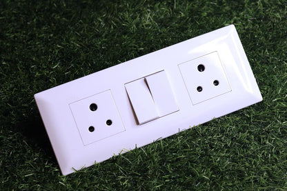 Schneider Electric - Livia White - For bedside/kitchen/TV unit/Desktop ~ 2 (6A) X 1 way switch + 2 6A 3Pin socket Outlet with shutter (BIS)