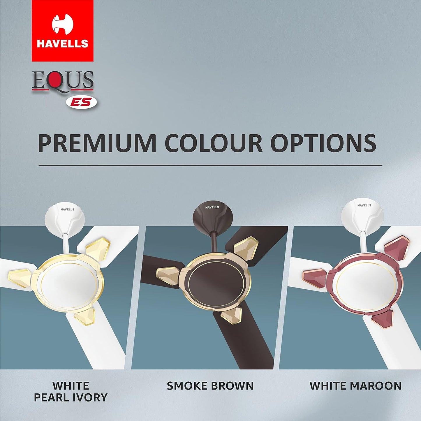 Havells 1200mm Equs ES Ceiling Fan | Premium Finish, Decorative Fan, Elegant Looks, High Air Delivery, Energy Saving, 100% Pure Copper Motor | 2 Year Warranty | (Pack of 1, Bianco Bronze) 1 Star