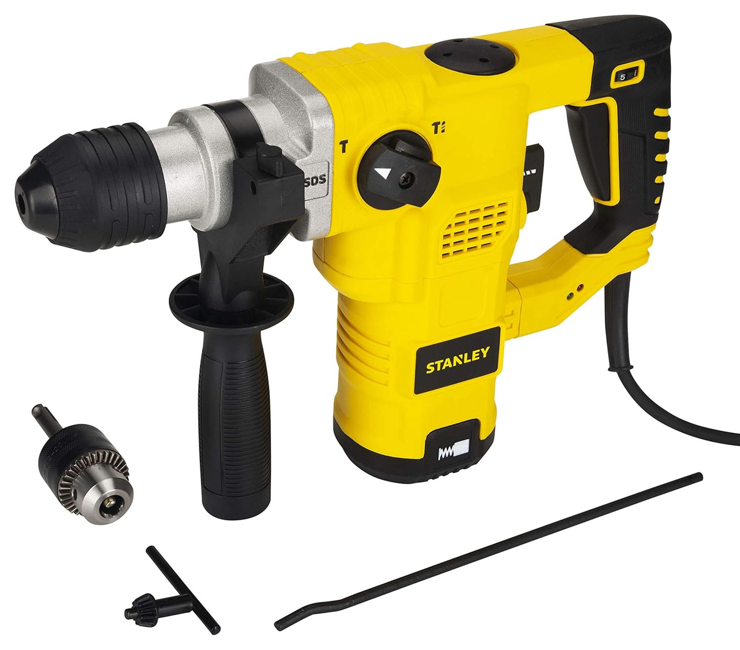 STANLEY STHR323K-IN 1250W 32mm 3 Mode L-Shape SDS-PlusHammer with Kitbox, 5.4Kg (Yellow and Black)