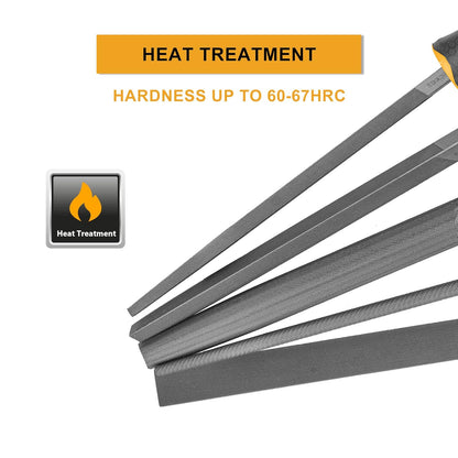 INGCO Steel File Set, 5 Pieces Hand Metal Files, Premium Grade T12 Steel File Set, Includes Flat, Square, Triangular, Round, and Half-Round File