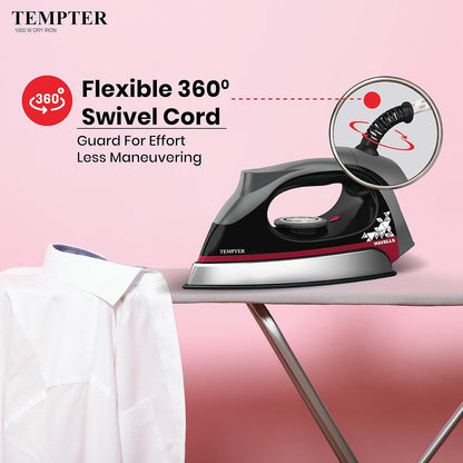 Havells Abs Tempter 1000 Watts Dry Iron Press With Greblon E2 Grade Non-Stick Coated Sole Plate Aerodynamic Design With Shock Proof Front 2 Year Warranty
