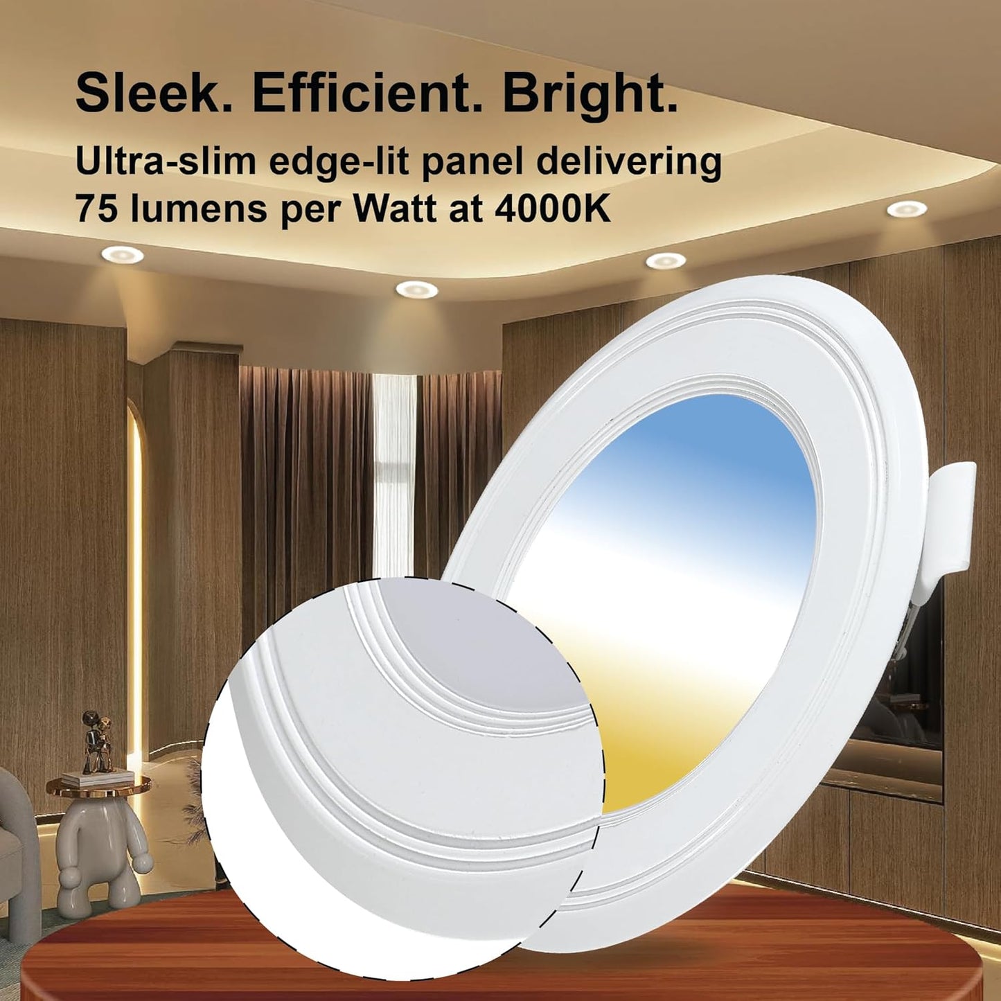 Havells Polycarbonate 15W FAZER NEO Round Led Panel Ceiling Color Changing Light (Cool White/Warm White/Natural White) - Pack of 4