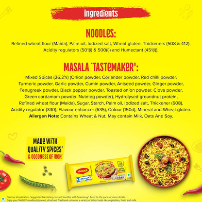 MAGGI 2-Minute Instant Noodles, Favourite Masala Taste, Masala Noodles With Goodness Of Iron, Made With Choicest Quality Spices, 280g/300g Pouch (weight may vary)