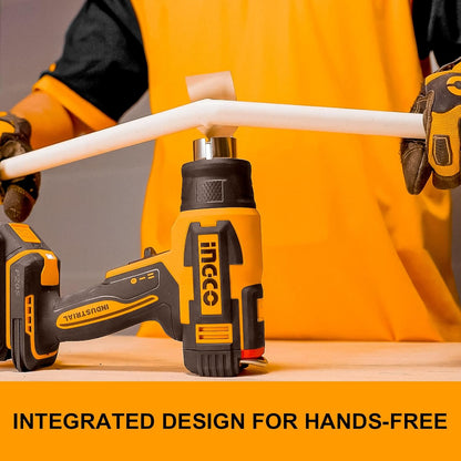 INGCO 20V Cordless Hot Air Gun Max 1022°F (550°C), 100/200 L/min, Adjustable Temperature with LCD Display, with 1Pcs 5.0Ah Battery and Charger HGLI20035