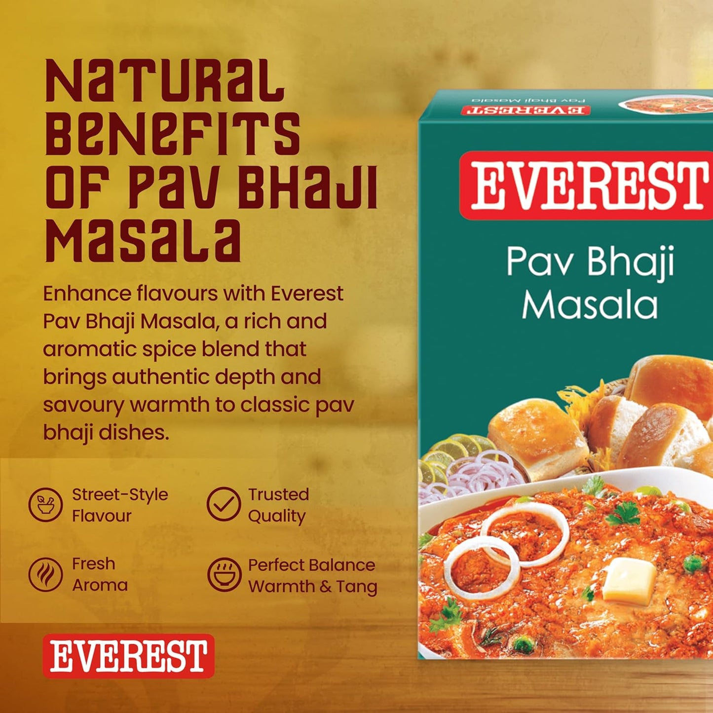 Everest Pav Bhaji Masala – 50g | Authentic Mumbai-Style Spice Blend for Rich, Flavourful Pav Bhaji | Aromatic Masala Powder for Bhaji, Snacks & Street-Style Cooking