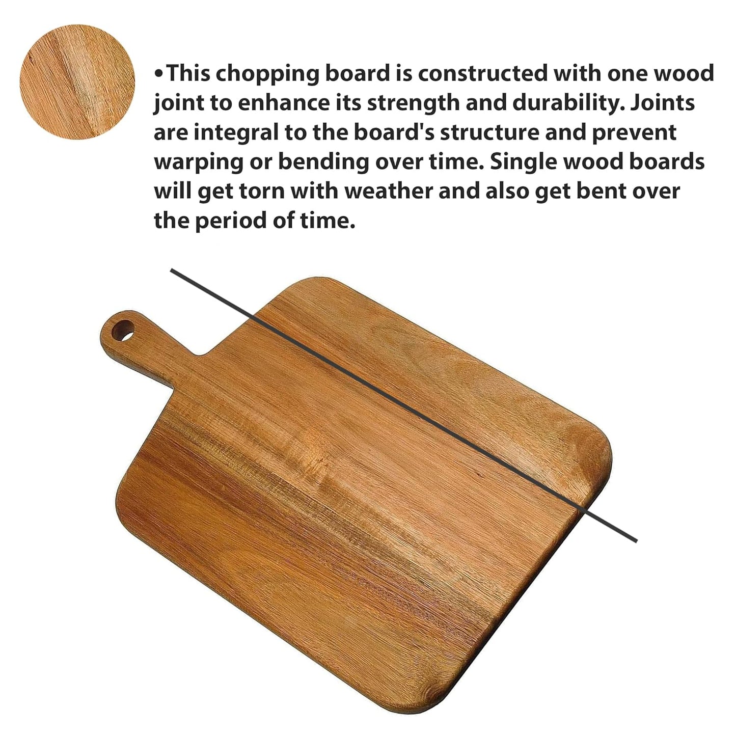 Udaipur Handicrafts Wooden Chopping/Cutting Board/Serving Platter, Large (18X10.5 in) - BORAHC0002
