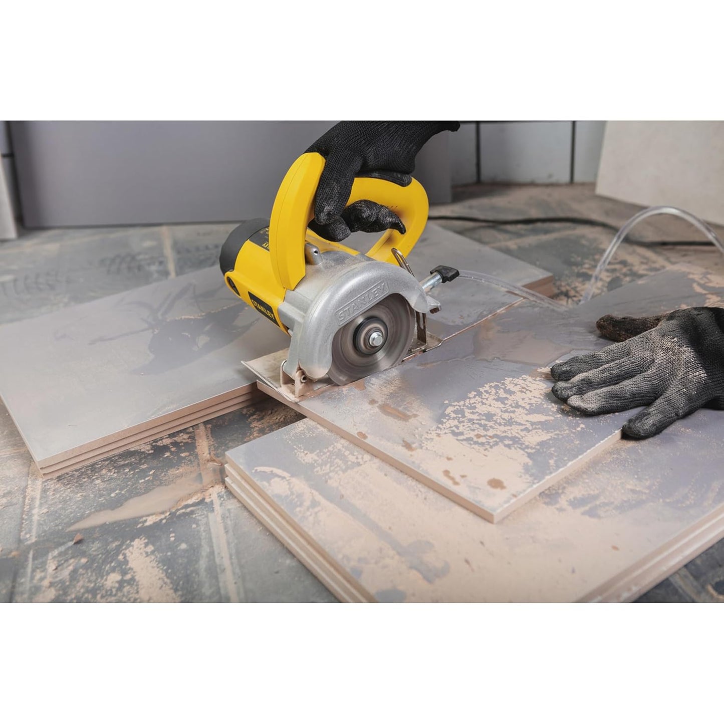 STANLEY STSP125-IN Tile Cutter Machine for Cutting Varied Ranges of Tiles, 1320 Watt 5''/125mm, Optimized 13500 RPM for High Cutting Efficiency, 1 Year Warranty (Yellow & Black)