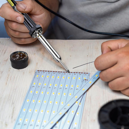 STANLEY 69-031B Round 30-Watt Corded Soldering Iron, Comes with 2 Soldering Tips, Ideal for Soldering Light Gauze Wires, Thin Metals & Other Electrical Work, Black and Chrome