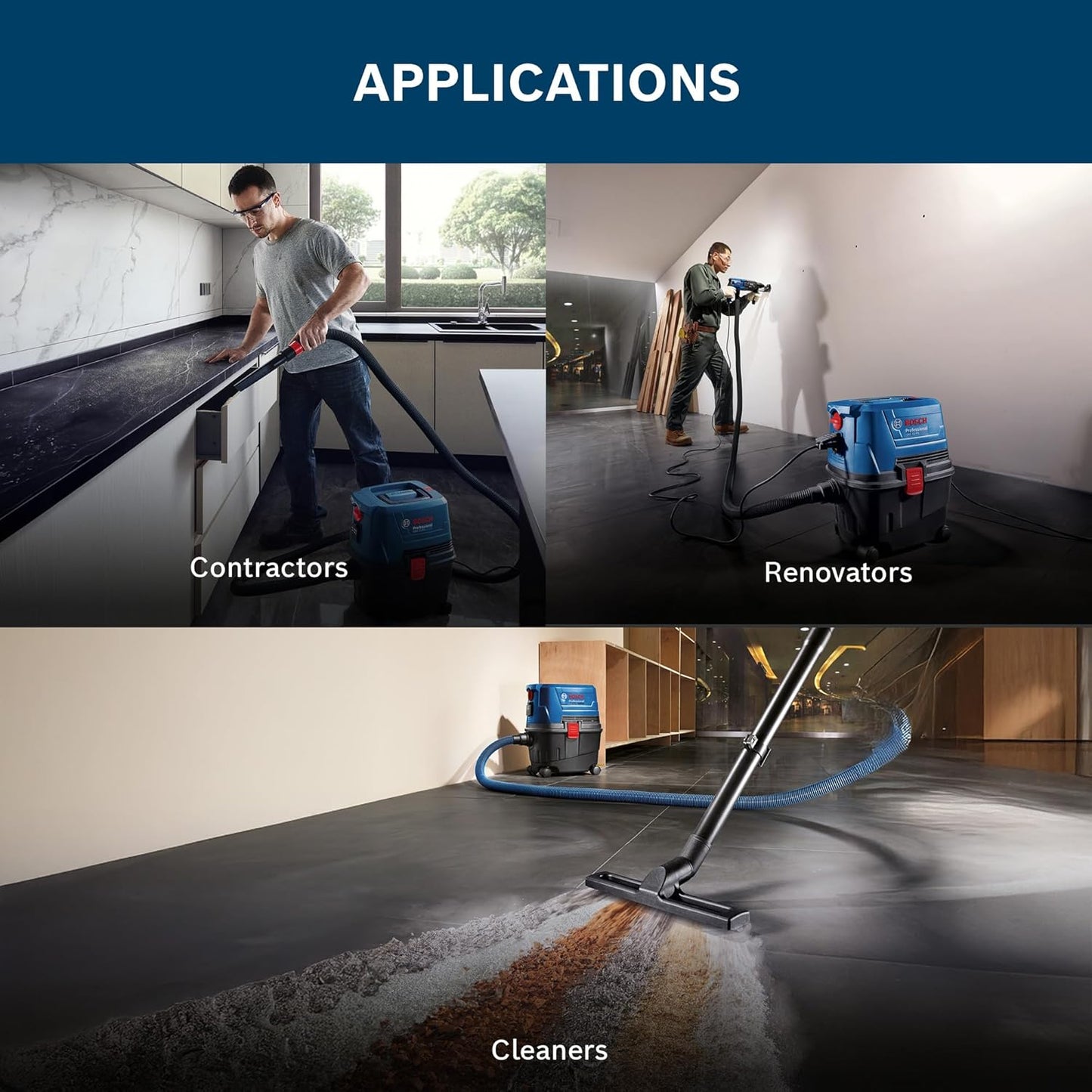 Bosch GAS 15 PS Heavy Duty Corded Electric Wet & Dry Vacuum Cleaner, 1,100W, 270 mbar, 10 Litre Tank , 6 kg + Nozzle & Accessories, 1 Year Warranty