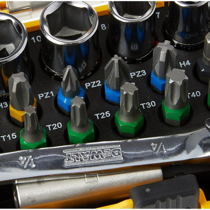 DEWALT DT71516-QZ 24-Piece High Performance Socket and Screwdriver Set With a Case (Includes 6 Sockets, 1 Ratchet, 15 Screwdriving Bits, 1 Adapter, 1 Magnetic Bit Tip Holder)