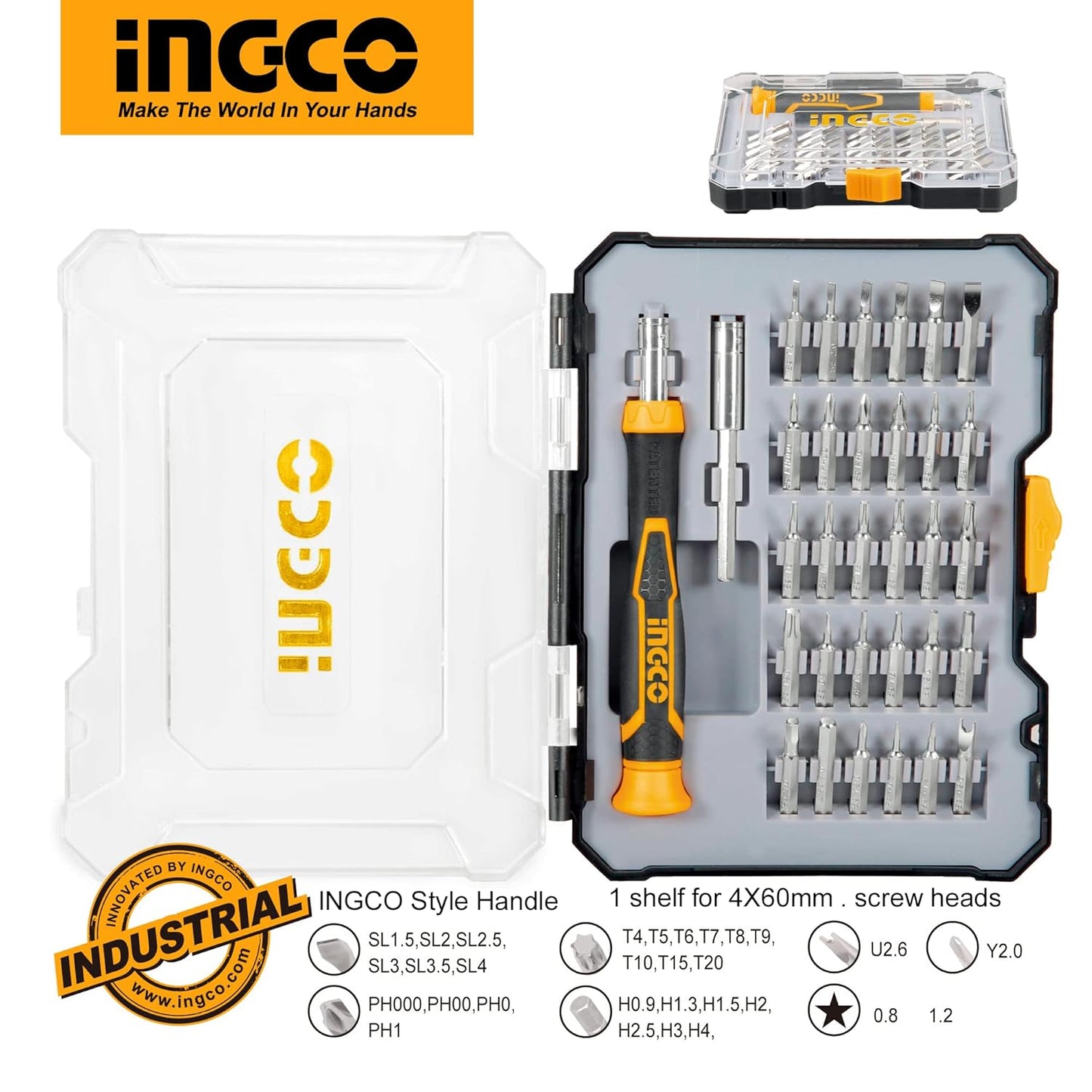 INGCO 32Pcs Precision Screwdriver Set With Case, Electronics Screwdriver With 30 Bits for DIY, Phone, Computer, Laptop, PC, Table, White