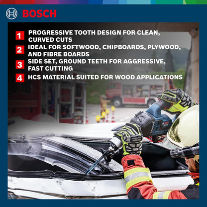 Bosch T244D Jigsaw Blades 5pcs Wood Metal, Multicolor