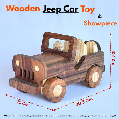 UdrCrafts® Handmade Wooden Open Gypsy Car Toy | Push Pull Toys Car for Kids | Natural Wood Non-Toxic, Showpiece for Living Room and Home Decore, 9 Months to 8 Years
