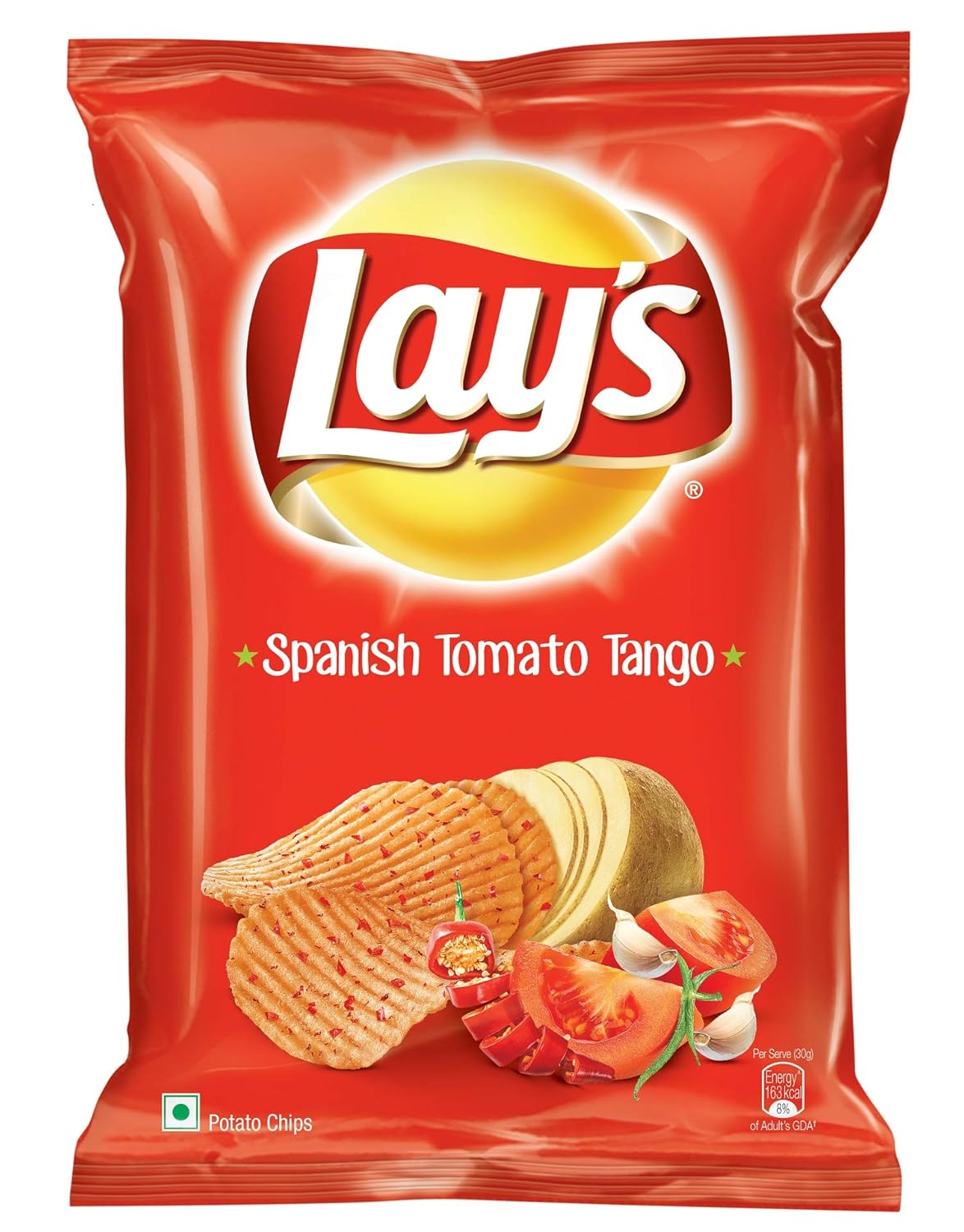 Lay's Potato Chips - Spanish Tomato Tango Pouch, Spicy, 90 Grams