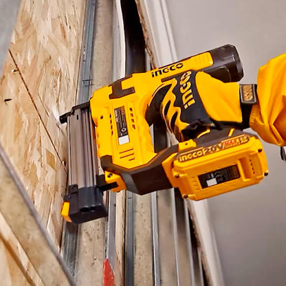 INGCO 20V Cordless Brad Nailer, 3 Nails/s, Electric Nailer Gun, 1000 PCS Brad Nails, With 1Pcs 2.0Ah Battery And Charger, Packed by Carrying Case