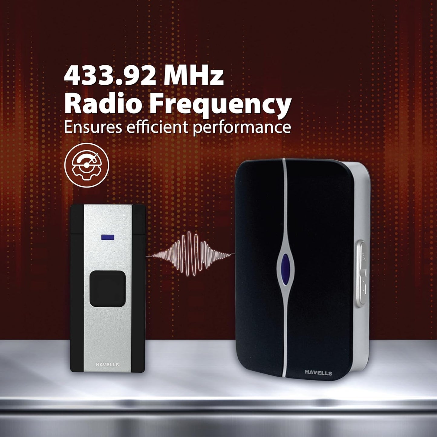 Havells Tango Wireless Digital Doorbell (White & Black), 25 Chime Melodies, 3 Volume Levels, 100m 433.92MHz Open Air Receiver and Transmitter Range,Loved by Users for LED Stylish and Superb Longevity