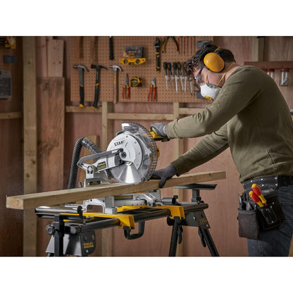 STANLEY SM16-IN 1650W 10" Compound Mitre Saw, 4800 RPM, Compact Size and Lightweight 254mm Blade Diameter+ 1 Year Warranty, (Yellow and Black)