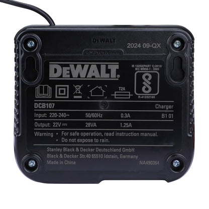DEWALT DCB107-B1 Multi Voltage XR Compact Charger for Charging DEWALT Li-ion Batteries