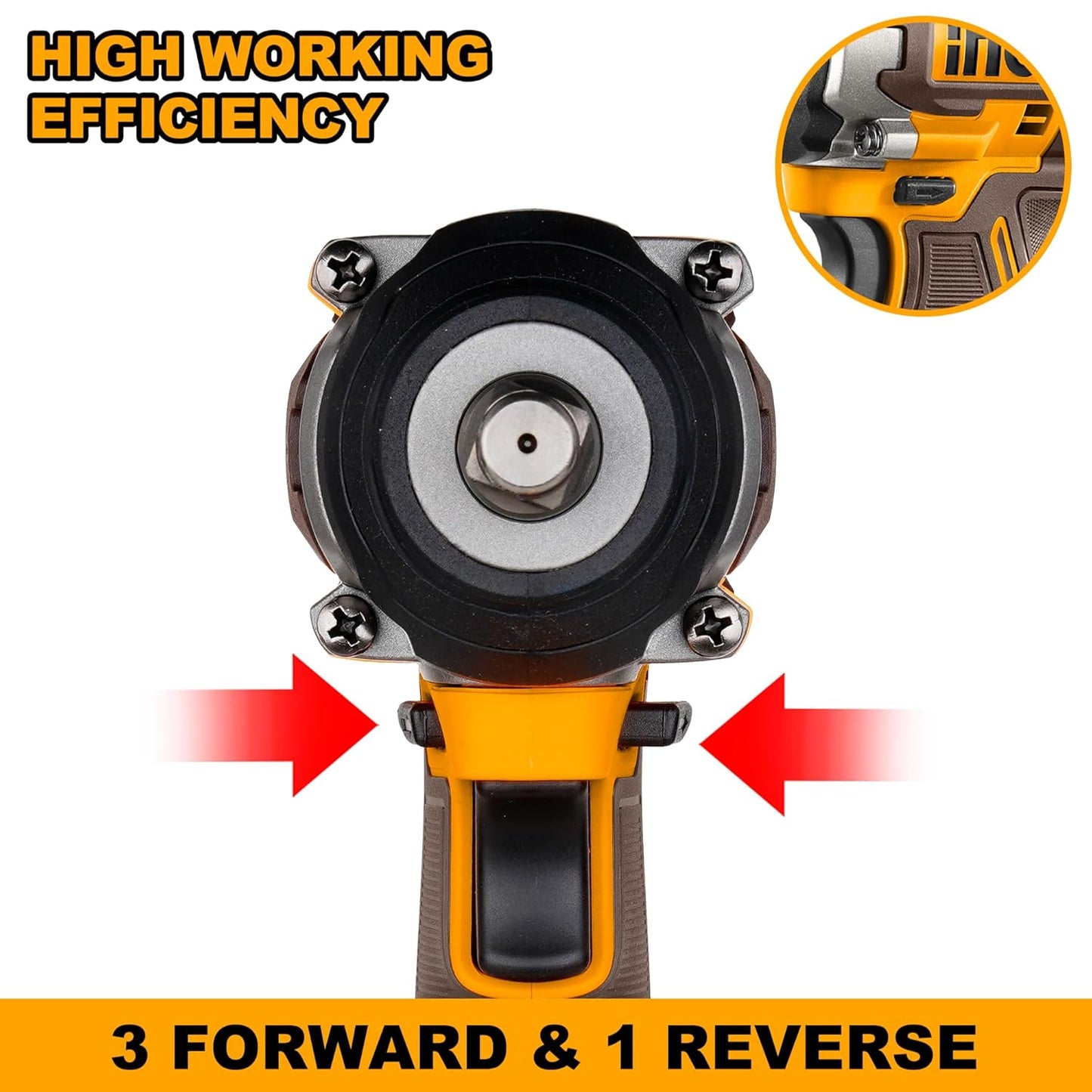 Ingco Brushless Impact Wrench, Nut-Busting Torque 650Nm, 20V Cordless 1/2 Inch Battery Impact Gun, 2200RPM with 2 PCS 4.0 Ah Battery Packs and Fast Charger