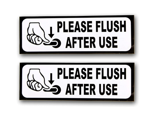 Akshar Arts Bhuwana FLUSH AFTER USE Sign Sticker Decal - Easy to Mount Weather Resistant Long Lasting Ink Size (9" x 3")