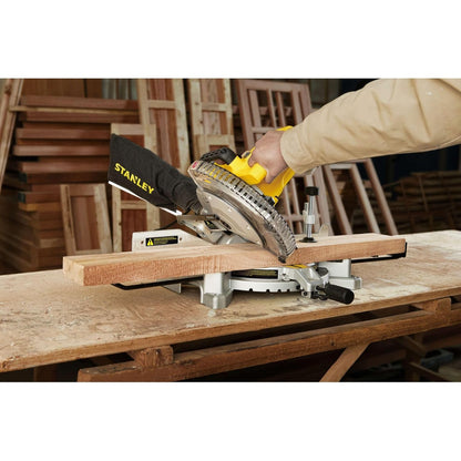 STANLEY SM16-IN 1650W 10" Compound Mitre Saw, 4800 RPM, Compact Size and Lightweight 254mm Blade Diameter+ 1 Year Warranty, (Yellow and Black)
