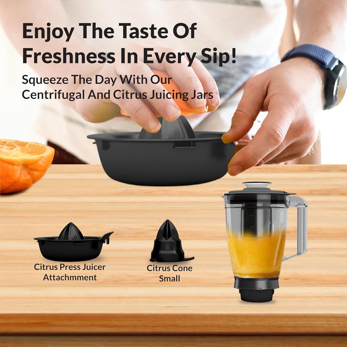 Havells Foodo 750 Watt Mixer Grinder with 5 Jars | Includes Food Processor Jar with Dual Pusher | 14-in-1 Functionality | Rust-Resistant 304 SS Blades | Storage Box | 5-Year Motor Warranty (Black)