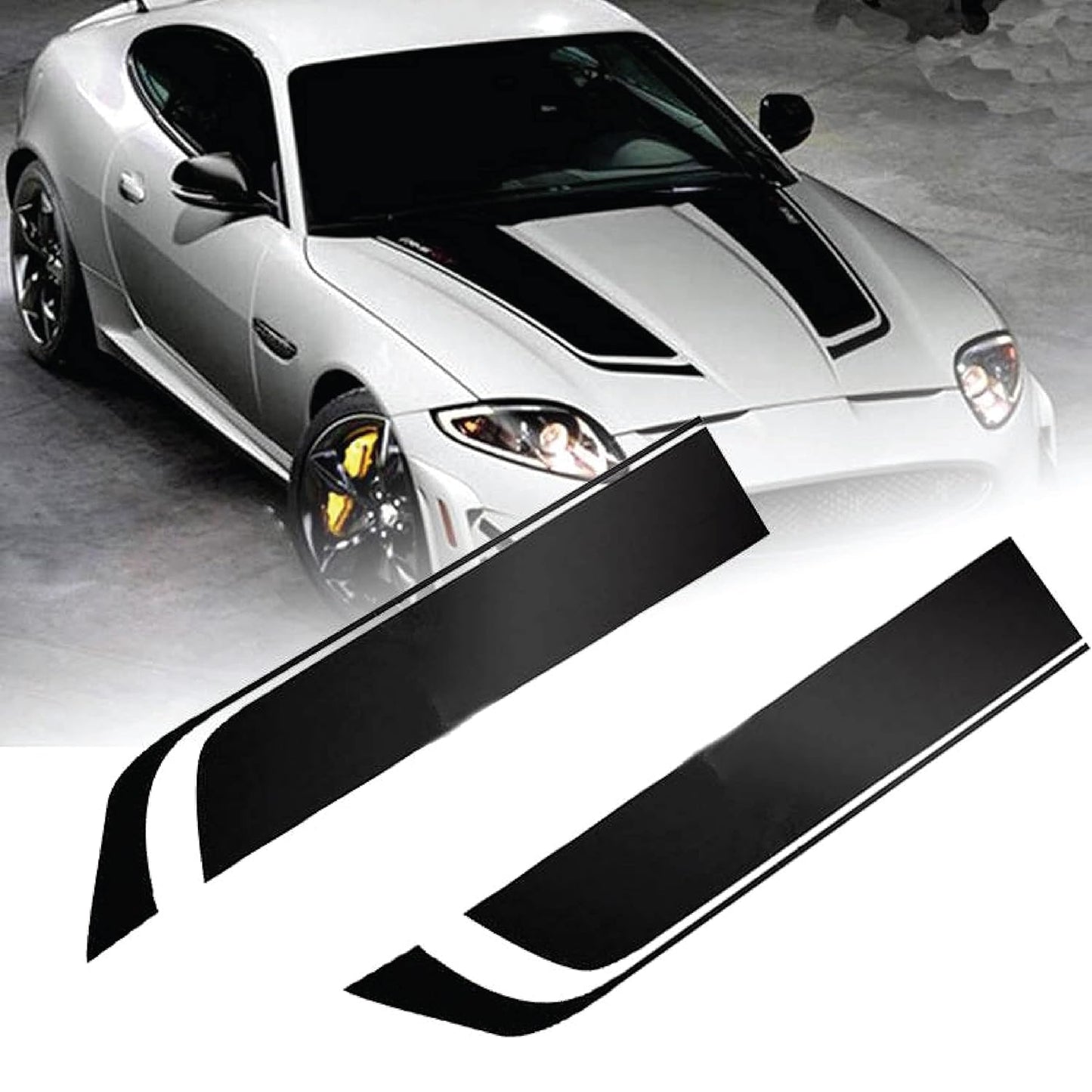 Akshar Arts Bhuwana Car Bonnet Stickers Stripes Suitable for All Cars Exteriors Decorative Vinyl Die Cut Stickers L X H 15 X 85 CMS-Self-Adhesive