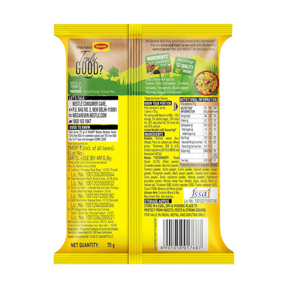 MAGGI 2-Minute Instant Noodles, Favourite Masala Taste, Masala Noodles With Goodness Of Iron, Made With Choicest Quality Spices, 70g/72g/75g Pouch (weight may vary)