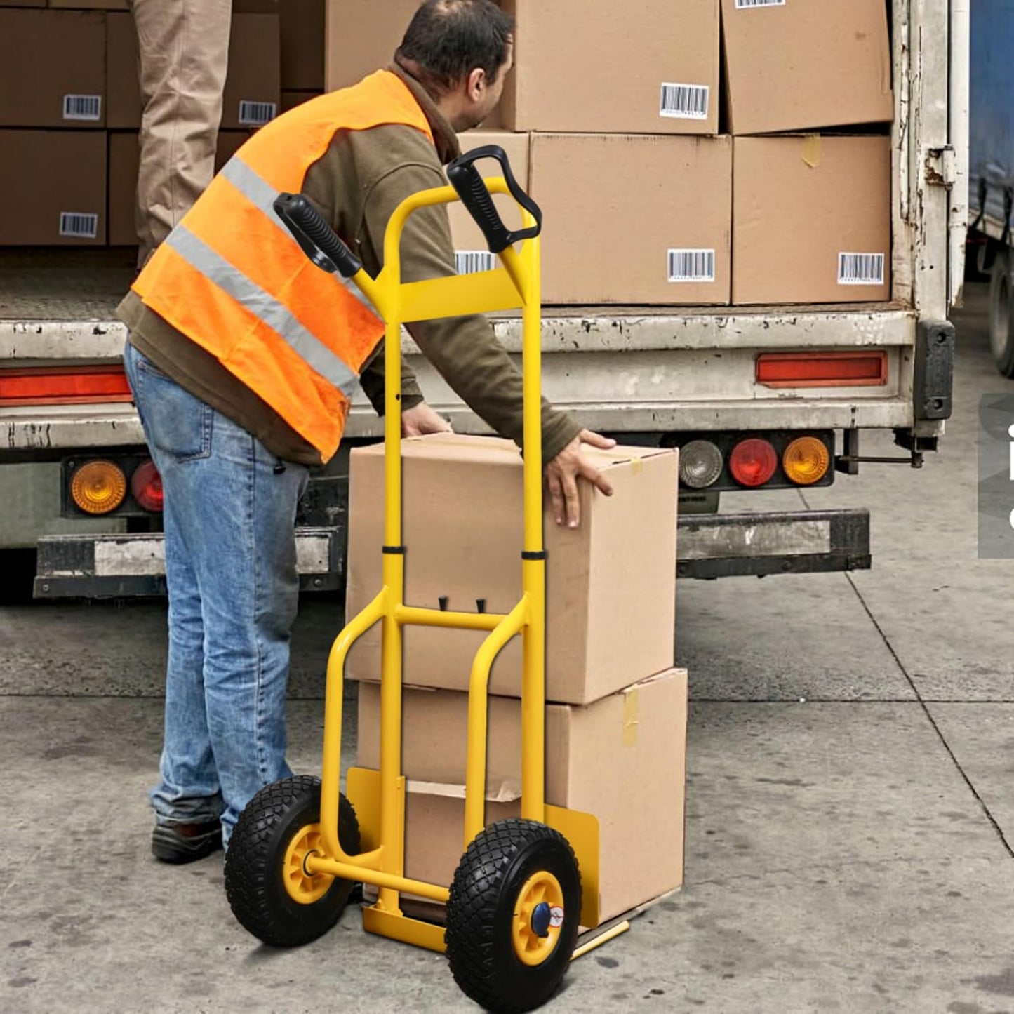 STANLEY SXWT-FT520 Steel Folding Handtruck,120kg Load Capacity,Ergonomic Handle with Knuckle Protection,10" Large Pneumatic Wheels,Foldable Base Plate,Open Dimn: 52x48x113 cm,Folded Dimn: 28x48x80 cm