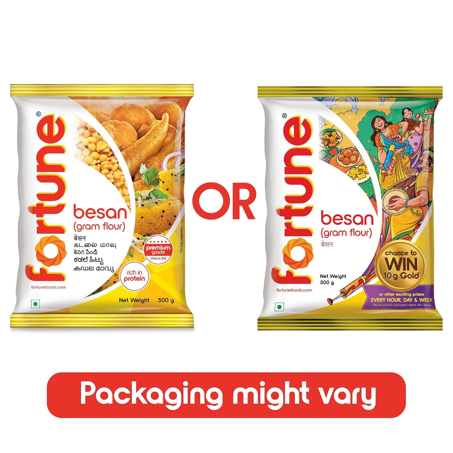 FORTUNE Chana Besan, 100% Chana Dal 100% Taste, 500 Gm