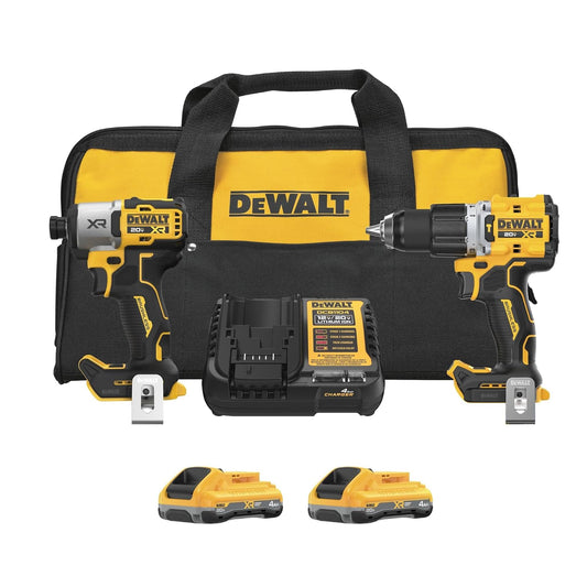 DEWALT - 20V Impact Drill Hammer Cordless Power Tool Combo Kit, Includes 2 POWERPACK 4ah Batteries and Charger, 20V MAX*XR (DCK250QQ2)