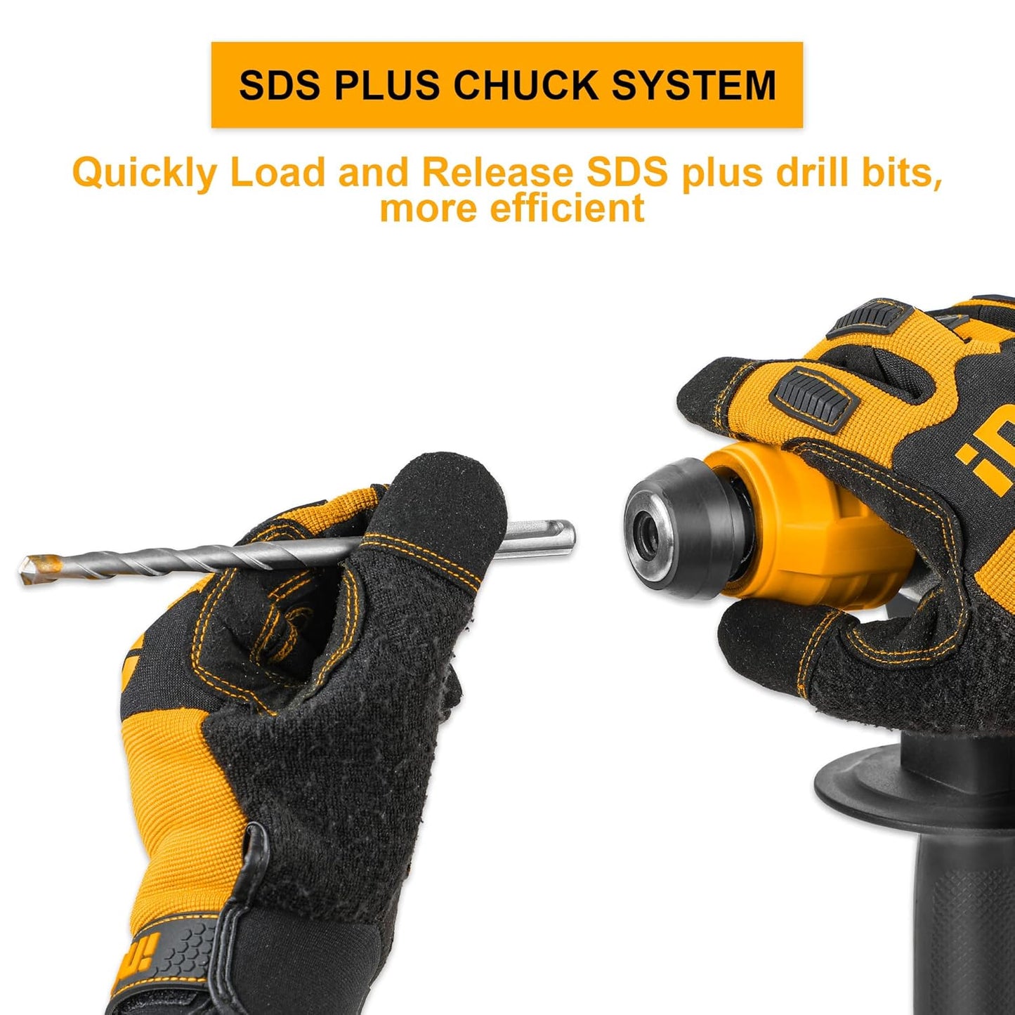 INGCO 1050W Corded Rotary Hammer 950RPM, 28mm in Concrete, 5J, SDS Plus Chuck System, 3 Functions, Electric Rotary Hammer Drill, Packed by Carrying Case