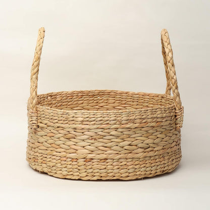 UdrCrafts® All the Cultures Fabricating India Wicker Round Baskets | Bamboo cane Storage Basket | Cane Gift Hamper | Wardrobe Basket | Jute Storage Organizer, Round, Beige (Medium, Dia25.4 X H12.7 cm)