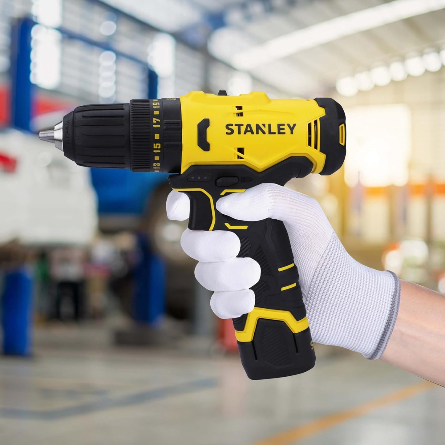 STANLEY SCH10D2K-IN(12 V)Brushed Cordless Hammer Drill Driver,2x2Ah Batteries&1.5A Charger,LED Light,Variable Speed Trigger Switch,Forward/Reverse Button,10mm Chuck,Clutch Setting 20+1,1 Year Warranty
