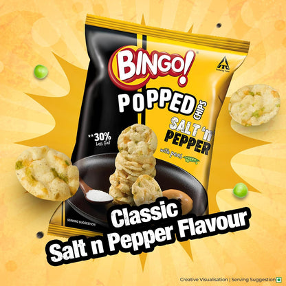 Bingo! Popped Chips - Airy, Crunchy, Zero-Gravity Snacks with 30% Less Fat (Indian Spice Mix Flavour)- Not Fried, Not Baked, Just Popped! - 25g