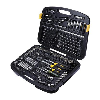 STANLEY 94-181 150-Piece High Quality Multi-Toolkit containing Spanners, Drivers, Sockets, Bits & Wrenches for Home, DIY & Professional Use, YELLOW & BLACK