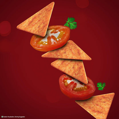 Bingo! Mad Angles Tomato Madness | Tangy & Crispy Tomato Flavoured Corn-Based Triangle Chips| Pack for Snacks - 64g/60g( weight May Vary)