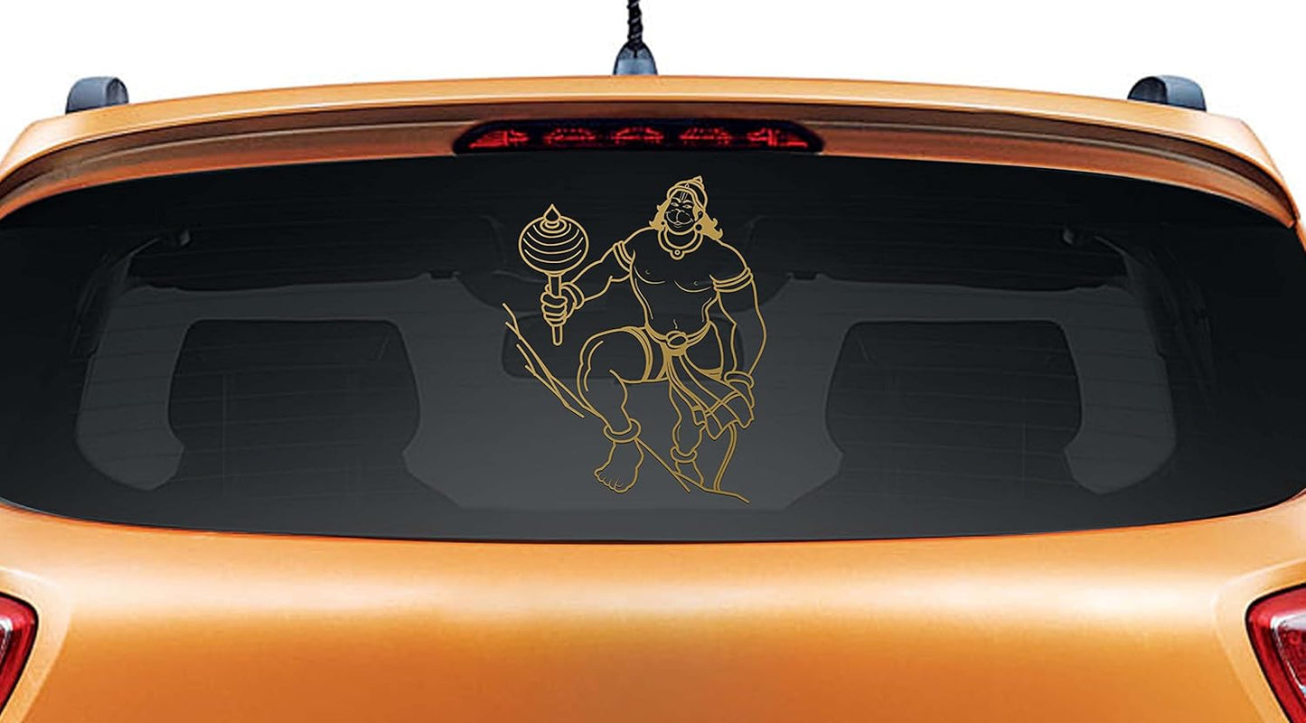 Akshar Arts Bhuwana Vinyl Hanumanji Car Sticker, 10 x 0.1 x 12 Inches, Gold-Self-Adhesive