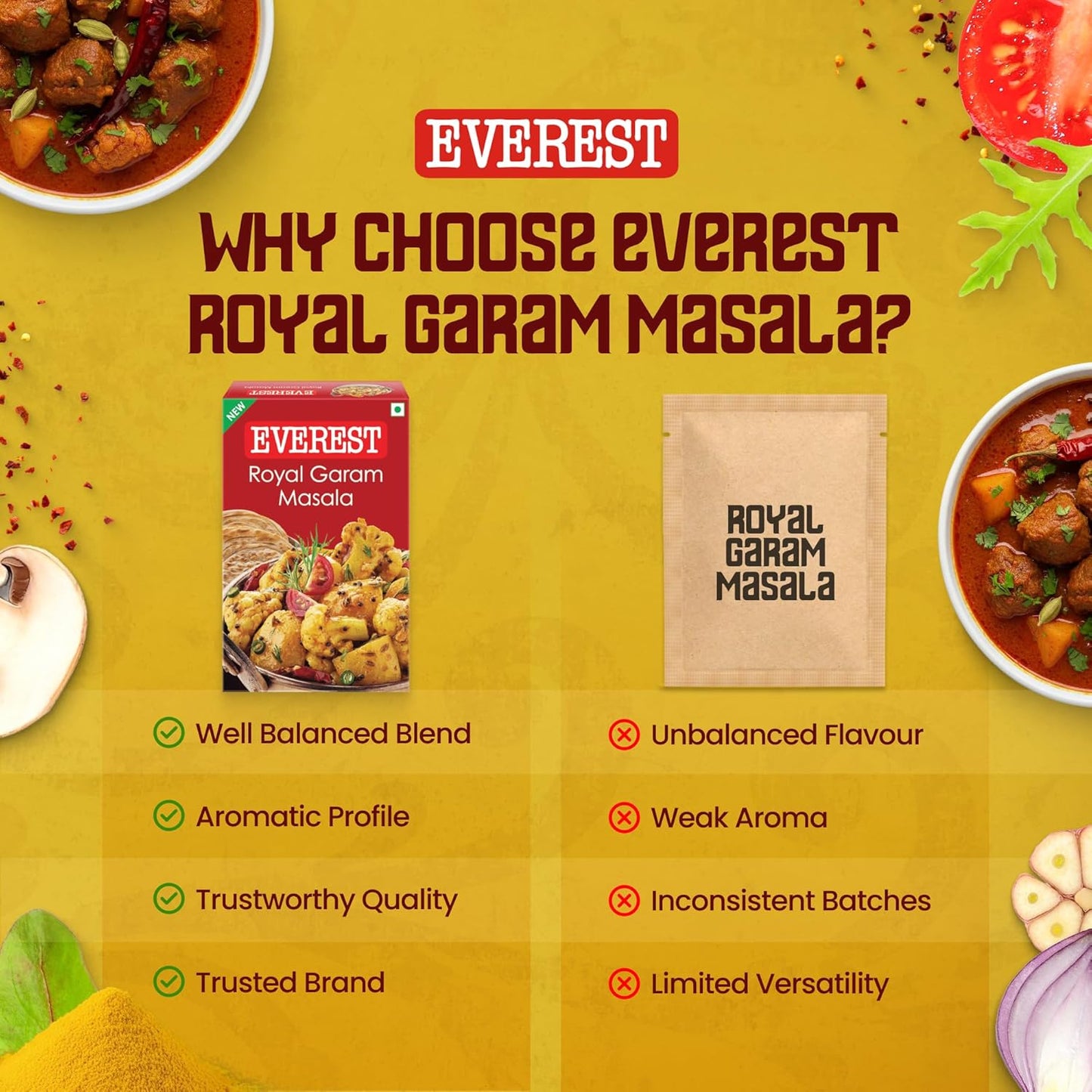 Everest Royal Garam Masala - 100g | Premium 13-Spice Blend for Rich Aroma, Colour & Flavor | Authentic Garam Masala Powder for Curries, Gravies & Indian Cooking
